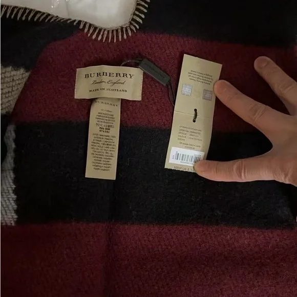Burberry Burgundy and Black Wool Poncho - Picture 7 of 8